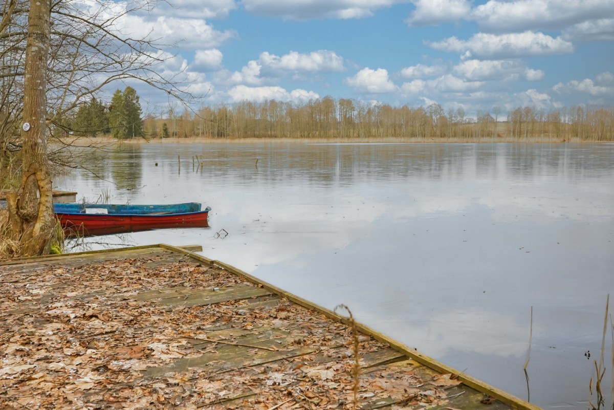 Wzgórze z linią brzegową na Mazurach.